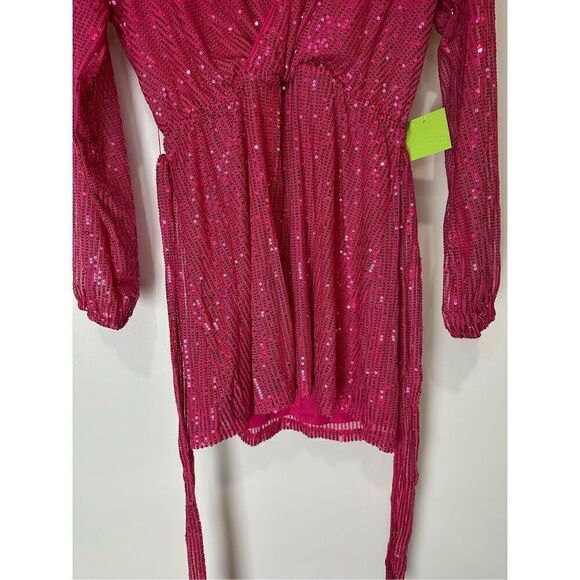 Fuchsia sequin long sleeve dress - Picture 4 of 11